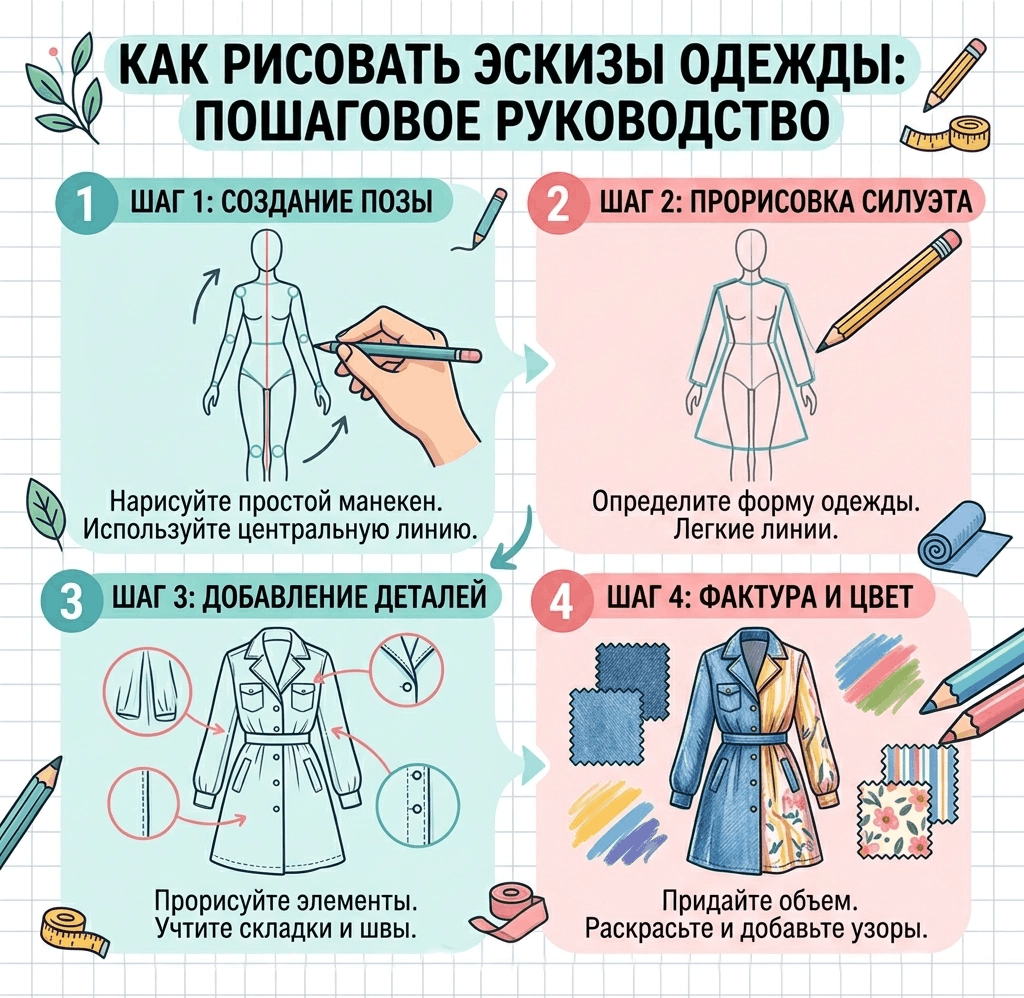 как нарисовать одежду